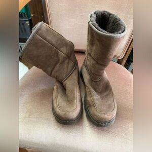 Cabela's Brown Suede Sherpa Zip pull on snow  Hiking Boots shoes Womens 9 M